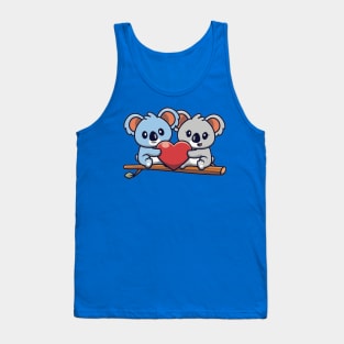 Cute koala couple holding heart on tree Tank Top